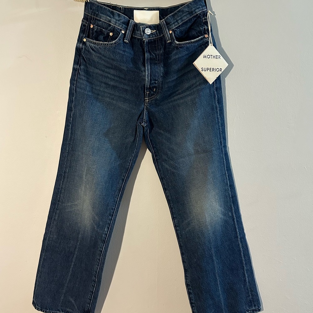 MOTHER Blue Ankle Cropped Jeans